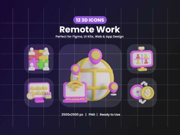 3D Remote Work Icon Pack for Modern Productivity