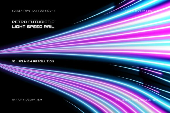 Retro Futuristic Light Speed Rail: Cinematic Neon Overlays