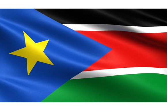 South Sudan Flag, Waving Fabric Texture: Dynamic Design Asset